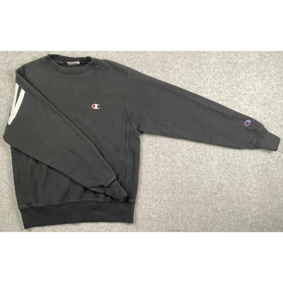 Vintage Champion Reverse Weave Sweatshirt Black Big Logo on Back - Small